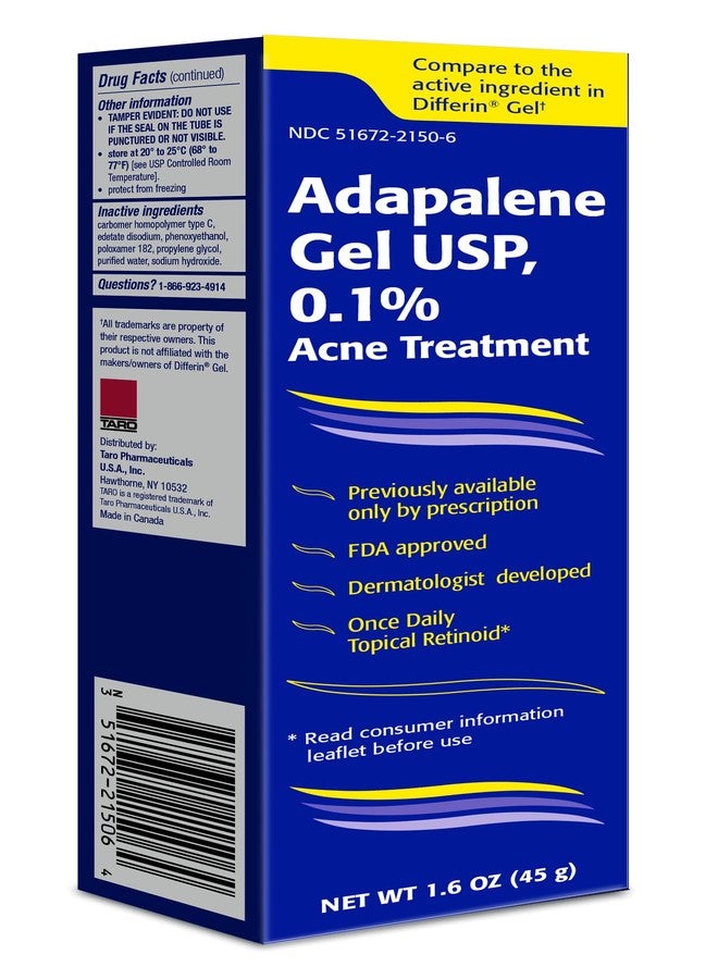 Taro Adapalene 0.1% USP Gel, 90-Day Supply, Paraben Free, Retinoid Acne-Prone Facial Treatment for Sensitive Skin, Prescription Strenght 1.6oz - Image 2