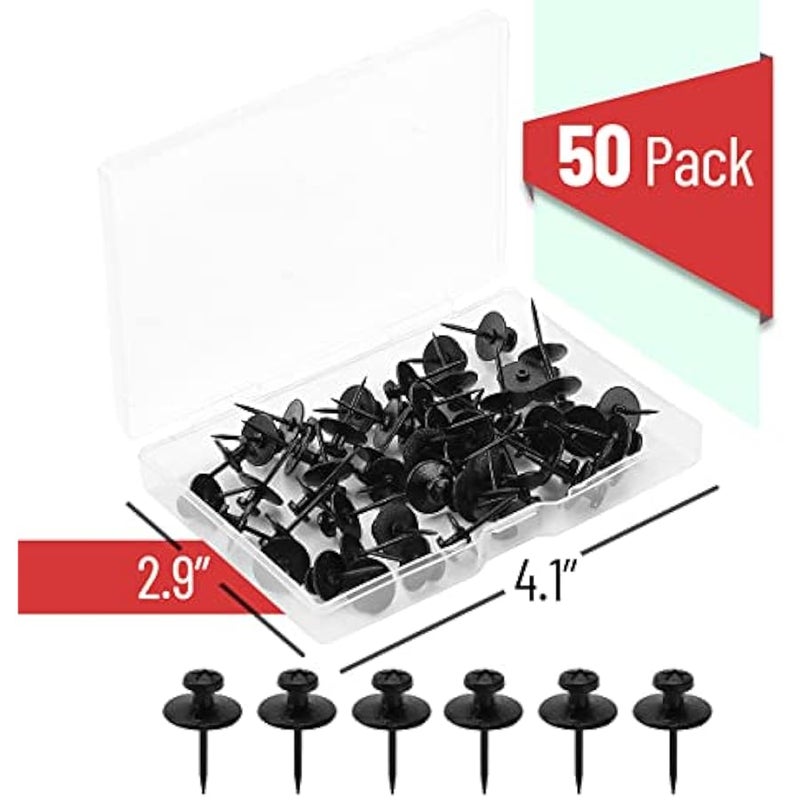 - Double Headed Picture Hanging Nails, 50 Pack, Black, Push Pins for Wall - Image 2
