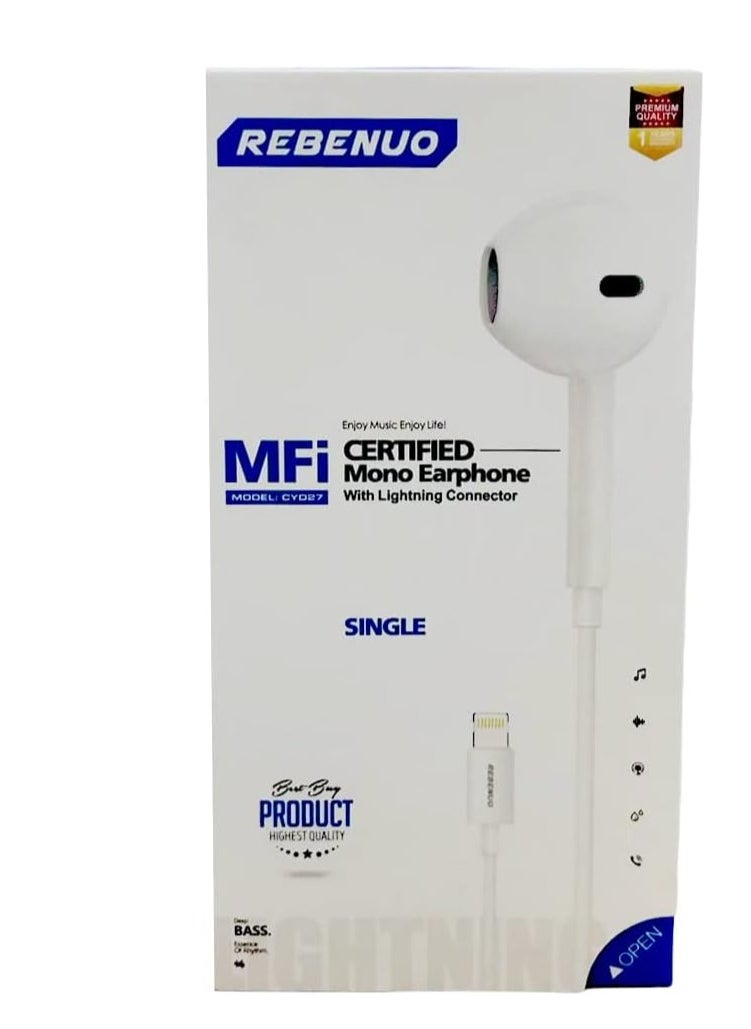 REBENUO "REBENUO MONO HEADPHONES (White): Immerse Yourself in Premium Audio with Style and Comfort"  - Image 5