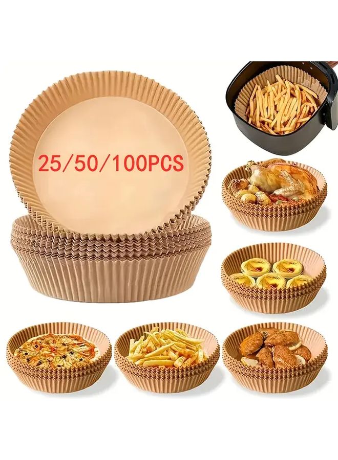 Brown Air Fryer Non Stick Parchment Paper Liners 25pcs Heat Resistant Baking Microwave Safe - Image 3