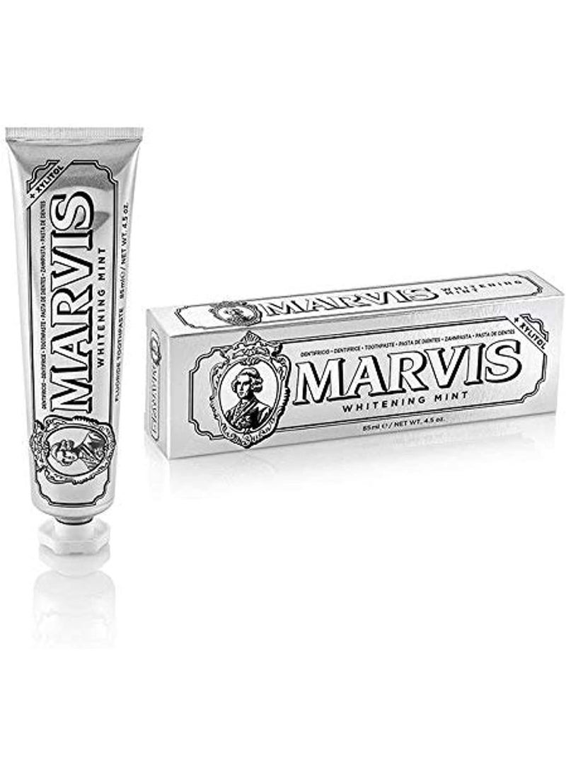 Marvis معجون أسنان مارفيس المبيض بنكهة النعناع 2 عبوة (2 × 85 مل) | يزيل البقع وينعش النفس - Image 1