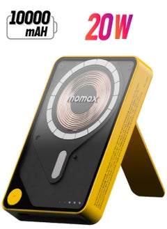 Momax Momax 1-Power X PRO+ 10000mAh Magnetic Wireless Power Bank with Stand and Built-in USB-C Cable - Yellow  - Image 1
