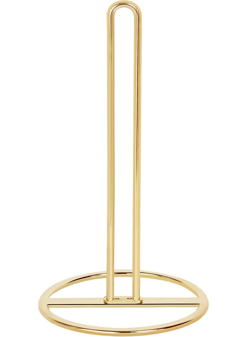 Gold Paper Towel Holder Countertop, Kitchen Paper Towel Stand Holder for Kitchen Organization and Storage, Paper Towel Holders for Standard and Large Size Rolls - Image 2