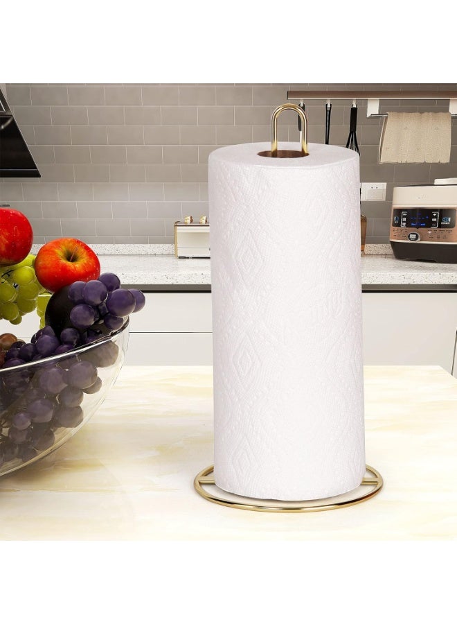 Gold Paper Towel Holder Countertop, Kitchen Paper Towel Stand Holder for Kitchen Organization and Storage, Paper Towel Holders for Standard and Large Size Rolls - Image 4