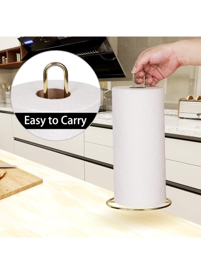 Gold Paper Towel Holder Countertop, Kitchen Paper Towel Stand Holder for Kitchen Organization and Storage, Paper Towel Holders for Standard and Large Size Rolls - Image 3