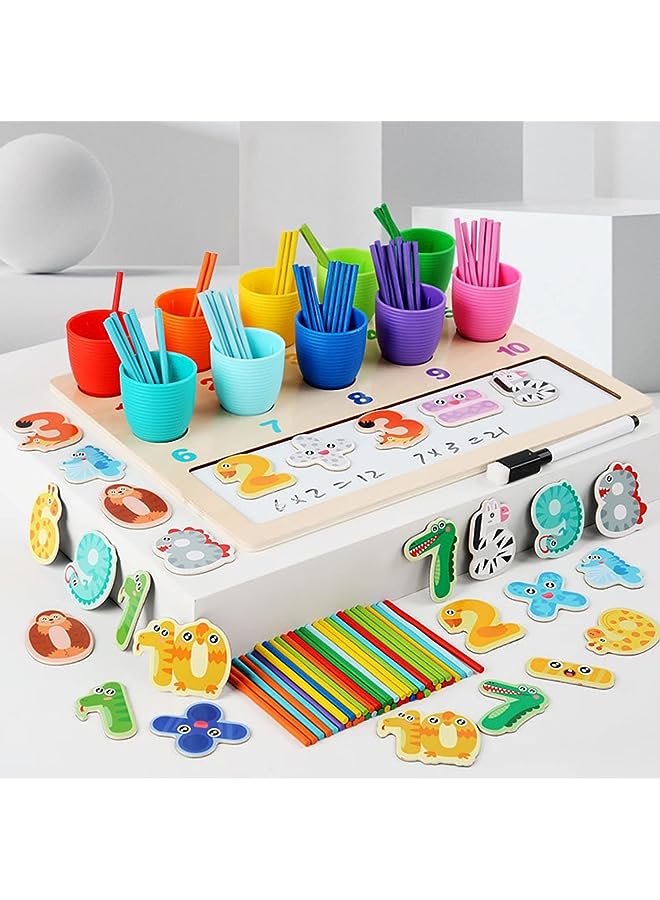 PROMASS Sticks Matching Games with Magnetic Number Cards Pen, Color Sorting Toys with Sorting Cups, Toddler Educational Montessori Toy for Math Learning, Gift for Kids Aged 3 4 5 Years Old Boys Girls - Image 1