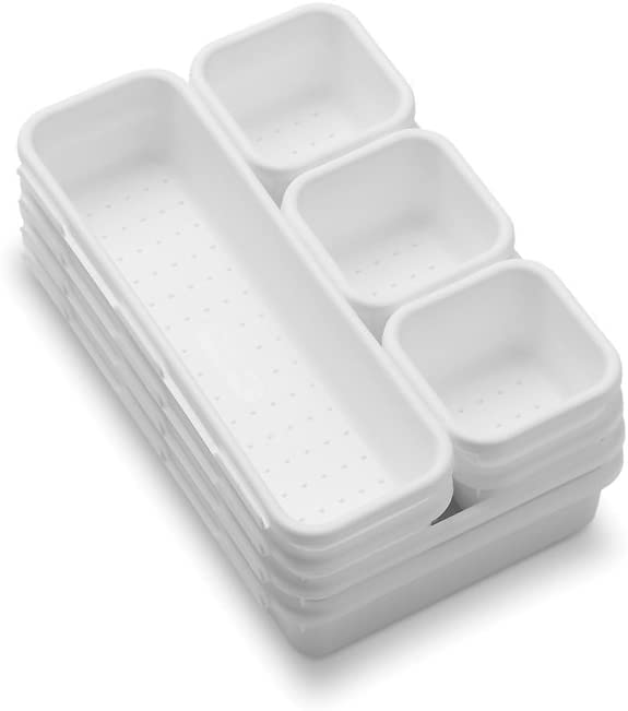VOXMIX 8Piece Interlocking Bin Pack Customizable MultiPurpose Drawer One Home Organization White - Image 2