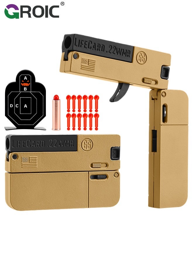 Folding Toy Pistol, Phone Model Hand Gun Toy, Card Gun with Soft Bullets Alloy Shooting Model Gun Toys, 1 Shell, 12 Soft Bullets, 1 target, Folding Blaster Toy Cool Gifts - Assassin Series