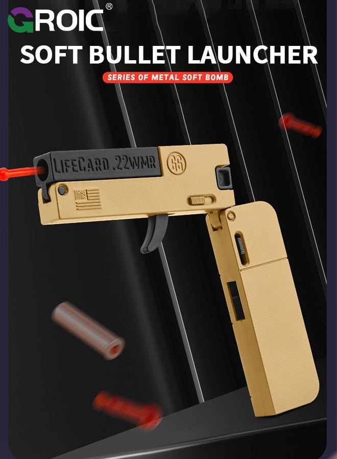 Folding Toy Pistol, Phone Model Hand Gun Toy, Card Gun with Soft Bullets Alloy Shooting Model Gun Toys, 1 Shell, 12 Soft Bullets, 1 target, Folding Blaster Toy Cool Gifts - Assassin Series