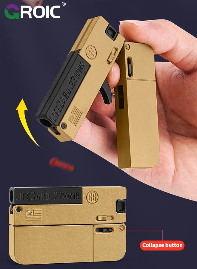 Folding Toy Pistol, Phone Model Hand Gun Toy, Card Gun with Soft Bullets Alloy Shooting Model Gun Toys, 1 Shell, 12 Soft Bullets, 1 target, Folding Blaster Toy Cool Gifts - Assassin Series