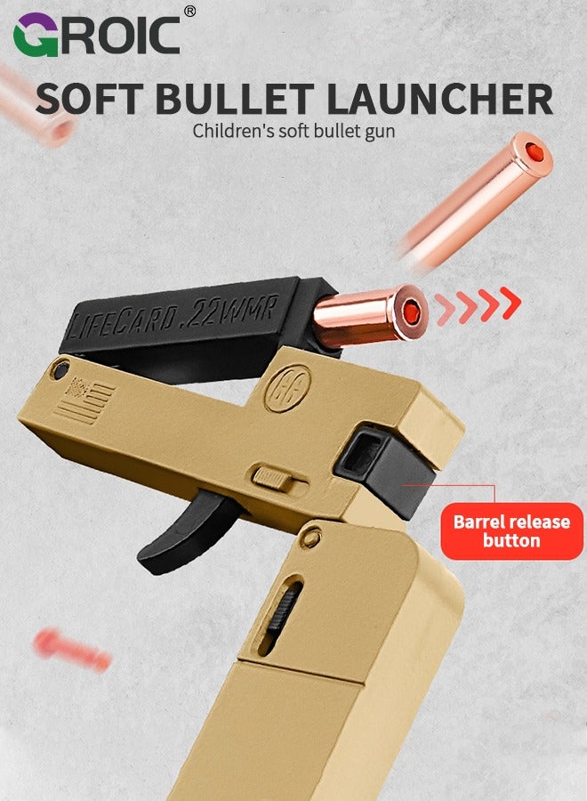 Folding Toy Pistol, Phone Model Hand Gun Toy, Card Gun with Soft Bullets Alloy Shooting Model Gun Toys, 1 Shell, 12 Soft Bullets, 1 target, Folding Blaster Toy Cool Gifts - Assassin Series