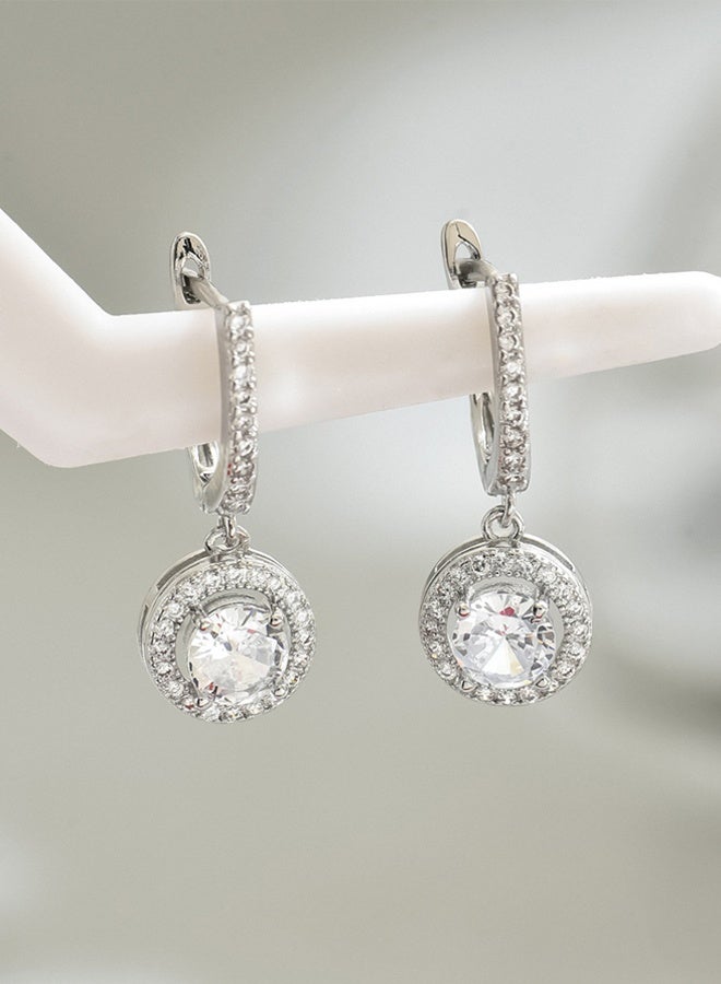DAEVO Moissanite Drop Earrings 925 Silver Sparkling Jewelry for Women Perfect for Wedding & Formal Wear - Image 3
