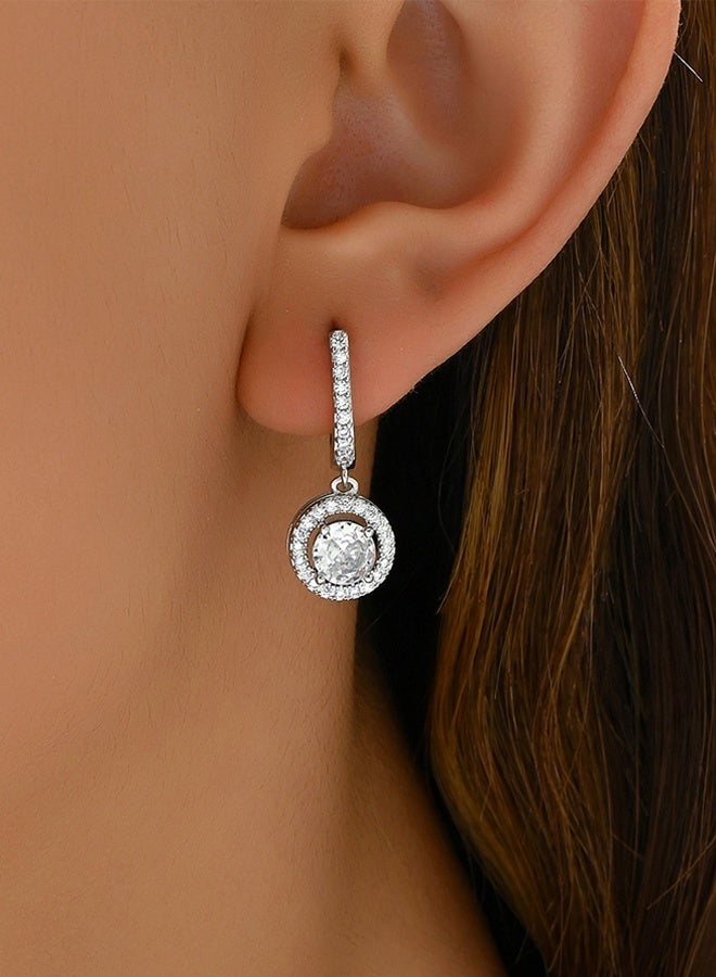 DAEVO Moissanite Drop Earrings 925 Silver Sparkling Jewelry for Women Perfect for Wedding & Formal Wear - Image 1