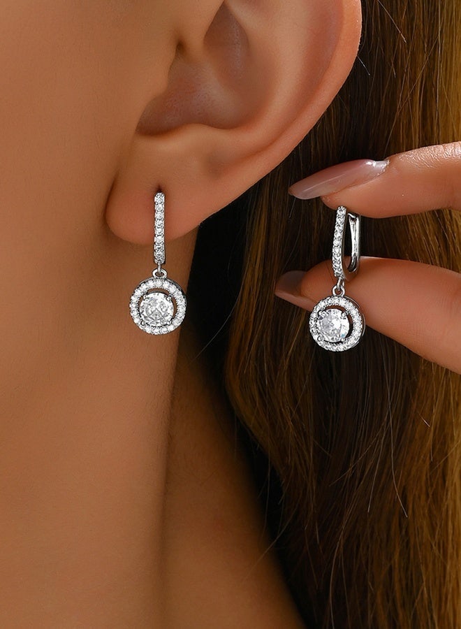 DAEVO Moissanite Drop Earrings 925 Silver Sparkling Jewelry for Women Perfect for Wedding & Formal Wear - Image 2