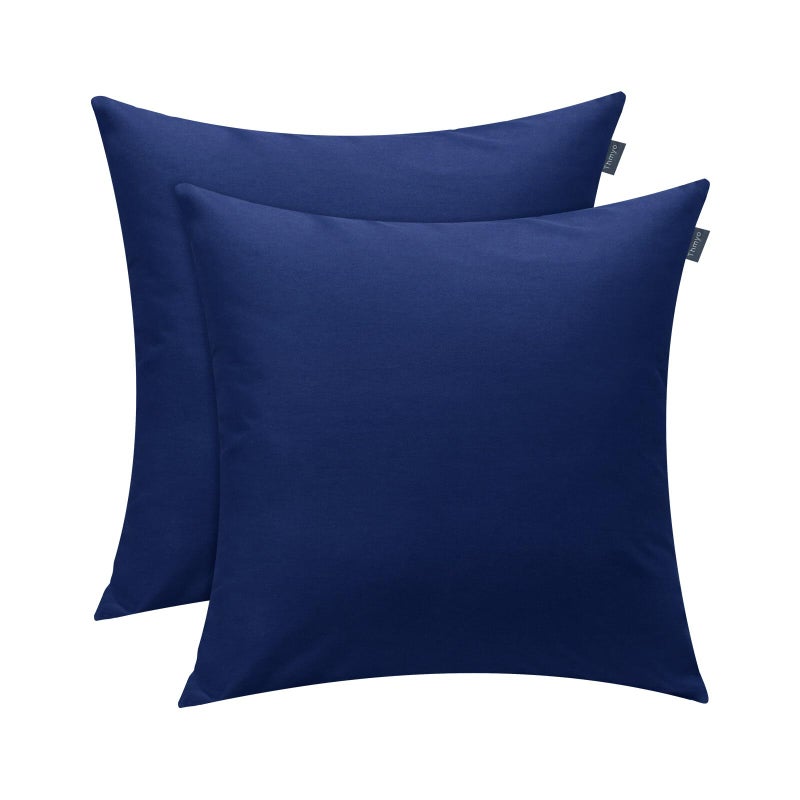 Thmyo 2 Pack 100% Cotton Solid Decorative Square Throw Pillow Covers DIY Throw Pillowcase Blank Sublimation Pillow Cases Heat Transfer Pillow Covers Cushion Covers for Couch(18x18 inch/45x45cm Blue) - Image 1