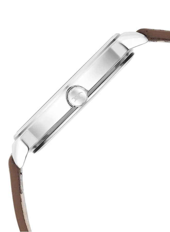 Fastrack Fashion Analogue Grey Round Dial Brown Leather Strap Watch for Men-3291SL01 - Image 4