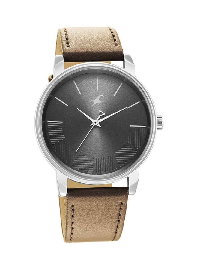 Fastrack Fashion Analogue Grey Round Dial Brown Leather Strap Watch for Men-3291SL01 - Image 2