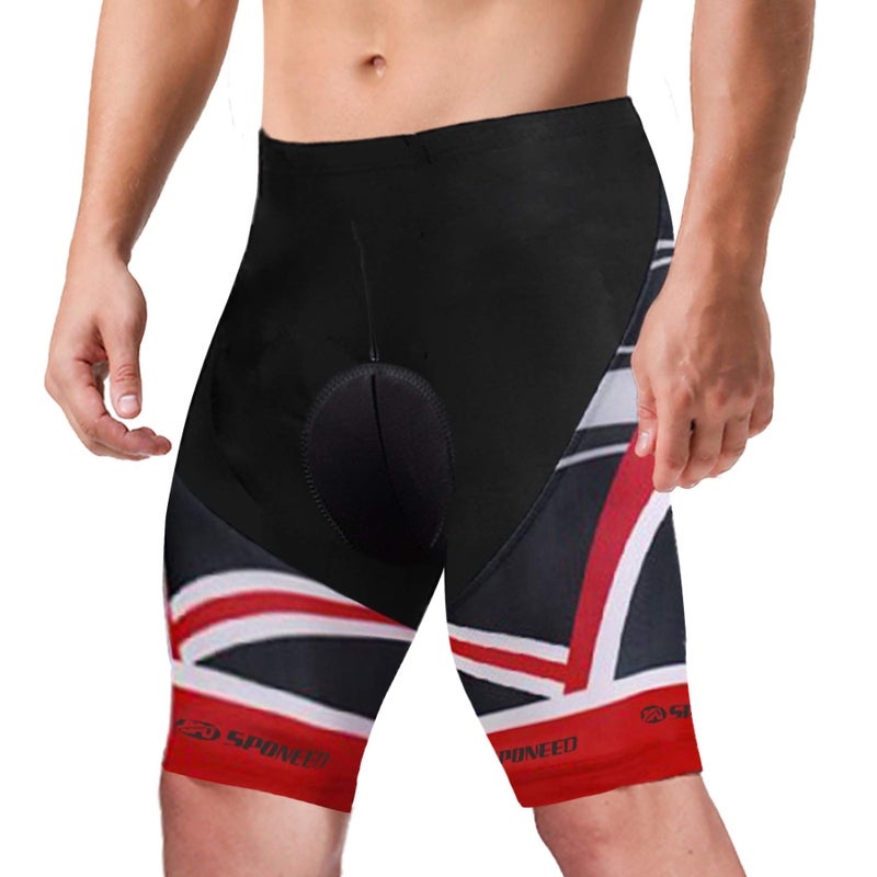 sponeed Bike Riding Shorts Padded Men Compression Bicycle Bottoms Cycle Pants US L Red