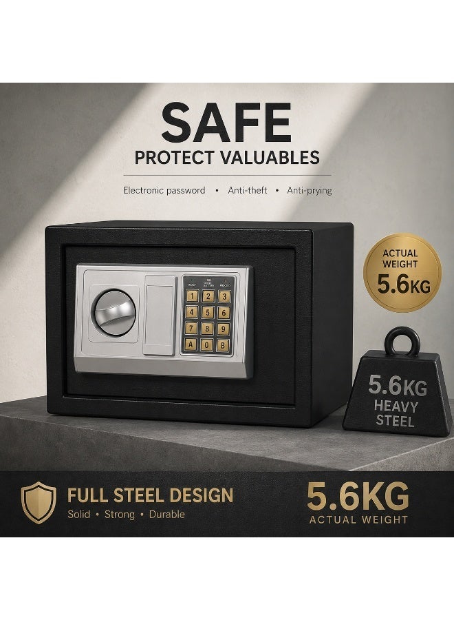 TrustMate Digital Safe Box 35 x 25 x 25 cm Electronic Steel Security Safe with Keypad, Override Keys, 3 Locking Bolts, for Cash Jewelry Passports Documents Home Office Black - Image 2