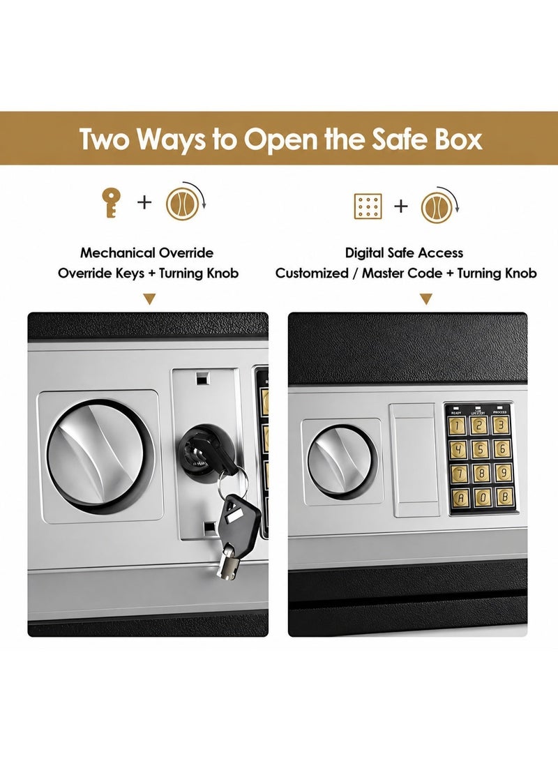 TrustMate Digital Safe Box 35 x 25 x 25 cm Electronic Steel Security Safe with Keypad, Override Keys, 3 Locking Bolts, for Cash Jewelry Passports Documents Home Office Black - Image 5