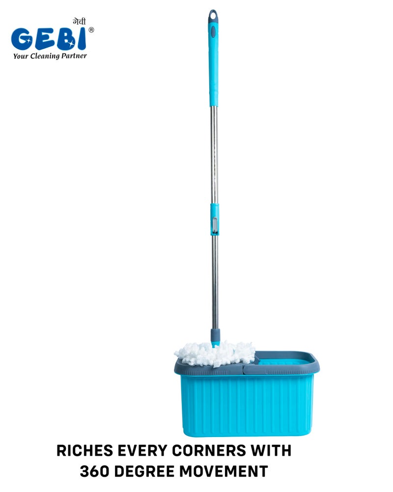Gebi Aqua Bucket Spin Mop with 1 Microfiber Refill (Assorted Colours) (Plastic Spinner) - 1 pc - Image 3