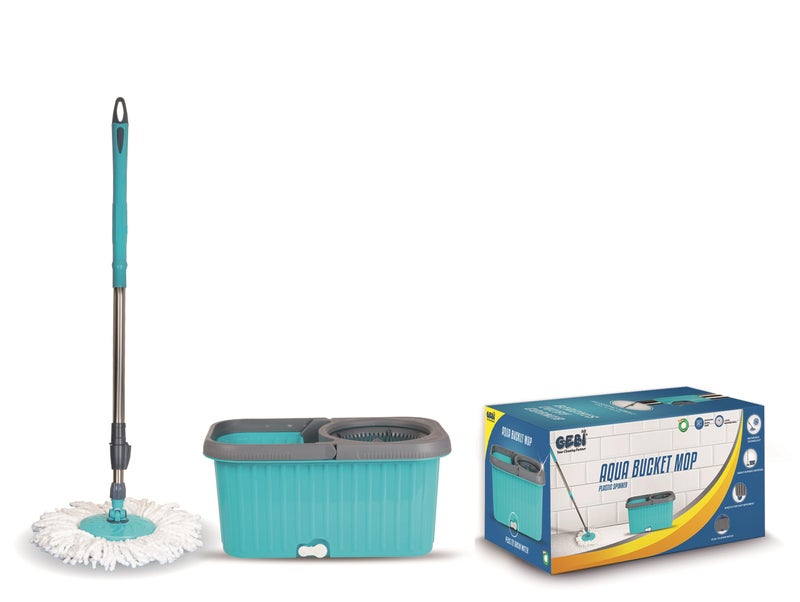 Gebi Aqua Bucket Spin Mop with 1 Microfiber Refill (Assorted Colours) (Plastic Spinner) - 1 pc - Image 1