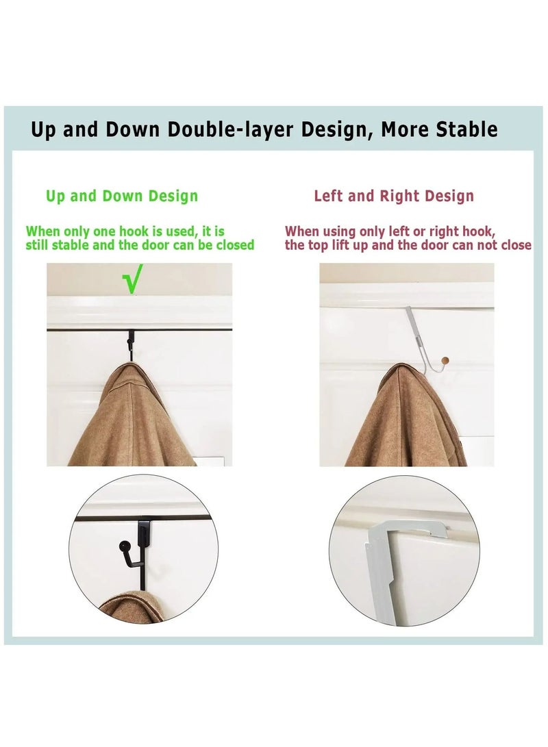 Y&D The Door Hooks Hanger, Suitable for 1.5-1.85" Thick Doors, Sturdy Metal Double Hook Hanger Hanging Coats, Hats, Robes, Towels, Black 4 Pack - Image 5