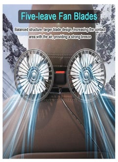 JoyousSto Cooling Car Fan, USB Cooling Fan for Car Backseat, 360 Degree Rotatable Dual Head Speed Rear Seat Air Fan 3 Speed Strong Wind Rear Seat Air Circulation Fan,for All Vehicles  - Image 3