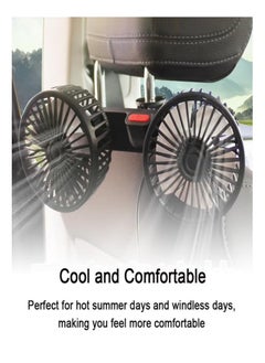 JoyousSto Cooling Car Fan, USB Cooling Fan for Car Backseat, 360 Degree Rotatable Dual Head Speed Rear Seat Air Fan 3 Speed Strong Wind Rear Seat Air Circulation Fan,for All Vehicles  - Image 4