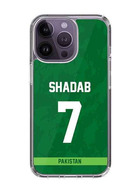 Classic Clear Case for iPhone 15 Pro , Hybrid Soft Case Transparent Cover - Player Name - Shadab Khan, Jersey Number- 7