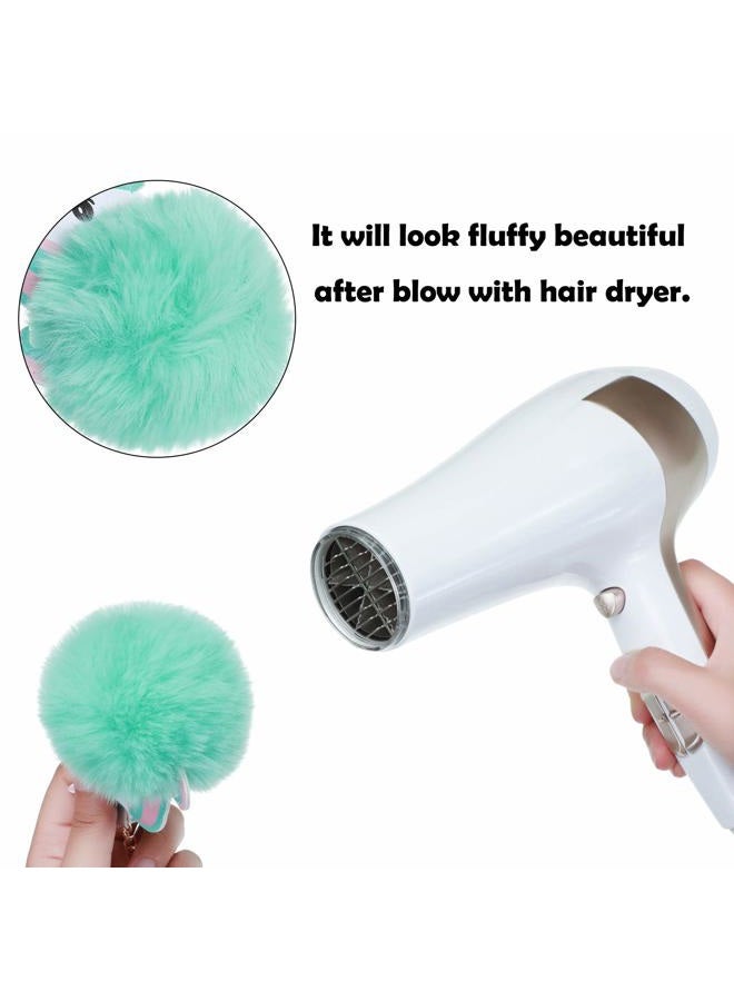 WILLBOND 6 Pieces Cute Animal Pom Pom Keychain Faux Fur Fluffy Key Ring for Women Girls, Sweet Style, 3.15 inch - Image 5