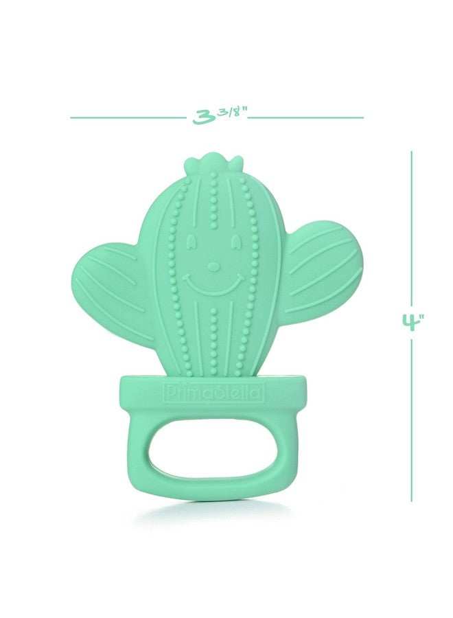 PrimaStella Silicone Cactus Teethers for Infants, Babies and Toddlers - Safety Tested - BPA Free - Cute, Soothing, Easy to Hold - Baby Teether Toy Set of 2 - Green & Neo Mint - Image 5