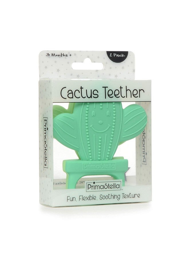 PrimaStella Silicone Cactus Teethers for Infants, Babies and Toddlers - Safety Tested - BPA Free - Cute, Soothing, Easy to Hold - Baby Teether Toy Set of 2 - Green & Neo Mint - Image 4