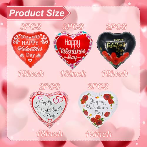 YOUDICT Happy Valentines Day Balloons 18 Inch Red Pink White Black Heart Balloons Valentines Heart Balloon for Valentine Day Romantic Decorations Special Night Party Supplies - Image 5