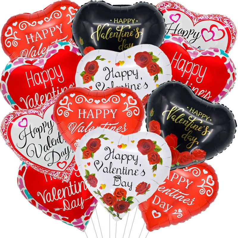 YOUDICT Happy Valentines Day Balloons 18 Inch Red Pink White Black Heart Balloons Valentines Heart Balloon for Valentine Day Romantic Decorations Special Night Party Supplies - Image 3