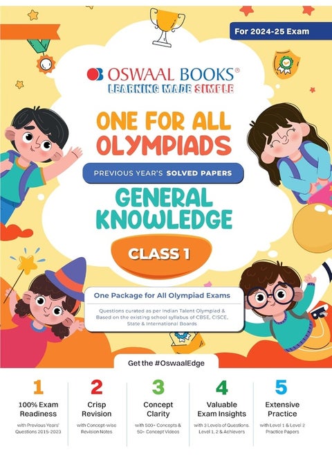 Oswaal One For All Olympiad Class 1 General Knowledge | Previous Years Solved Papers | For 2024-25 Exam