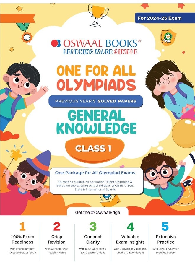 Oswaal One For All Olympiad Class 1 General Knowledge | Previous Years Solved Papers | For 2024-25 Exam  - Image 1
