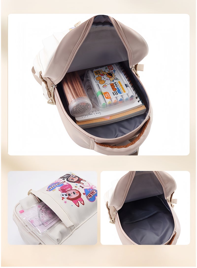LABUBU Cute Kindergarten School Bag, Rabu School Bag, Cartoon 3-5 Years Old Trendy Children's Backpack, Contrast Color Children's Backpack 33*26*12CM - Image 3