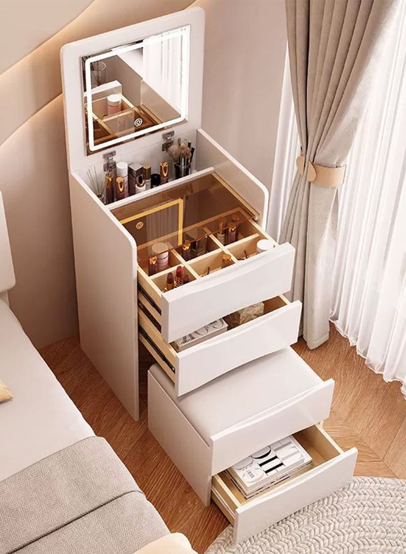 GoldenLike Modern Makeup Vanity Table with LED Mirror, 40CM White Dressing Table Set with Storage Drawers for Bedroom Furniture - Image 3