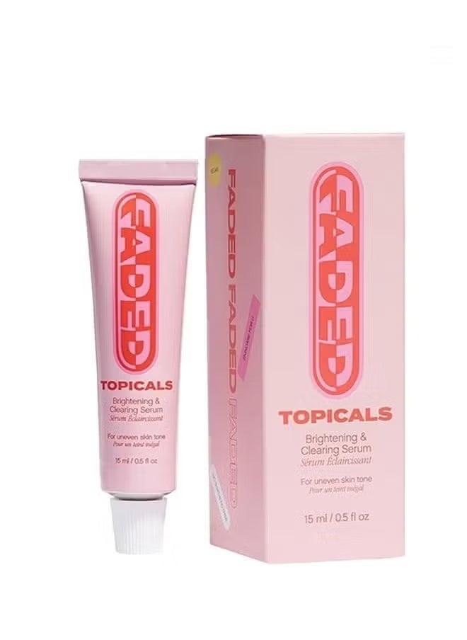 TOPICALS Brightening and Clearing Serum 15ml, Faded Serum for Dark Spots and Discoloration Hyperpigmentation, Postblemish Marks Scars And Spots, Mini Faded Serum for Uneven Skin Tone  - Image 1