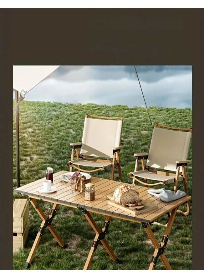 XOI Camping Chair Lightweight Foldable Portable, Portable Chair Heavy Duty Stable Design with Wooden Armrests, Outdoor Chair for Camping, Beach, Picnic, Garden, Travel and Hiking - Image 3