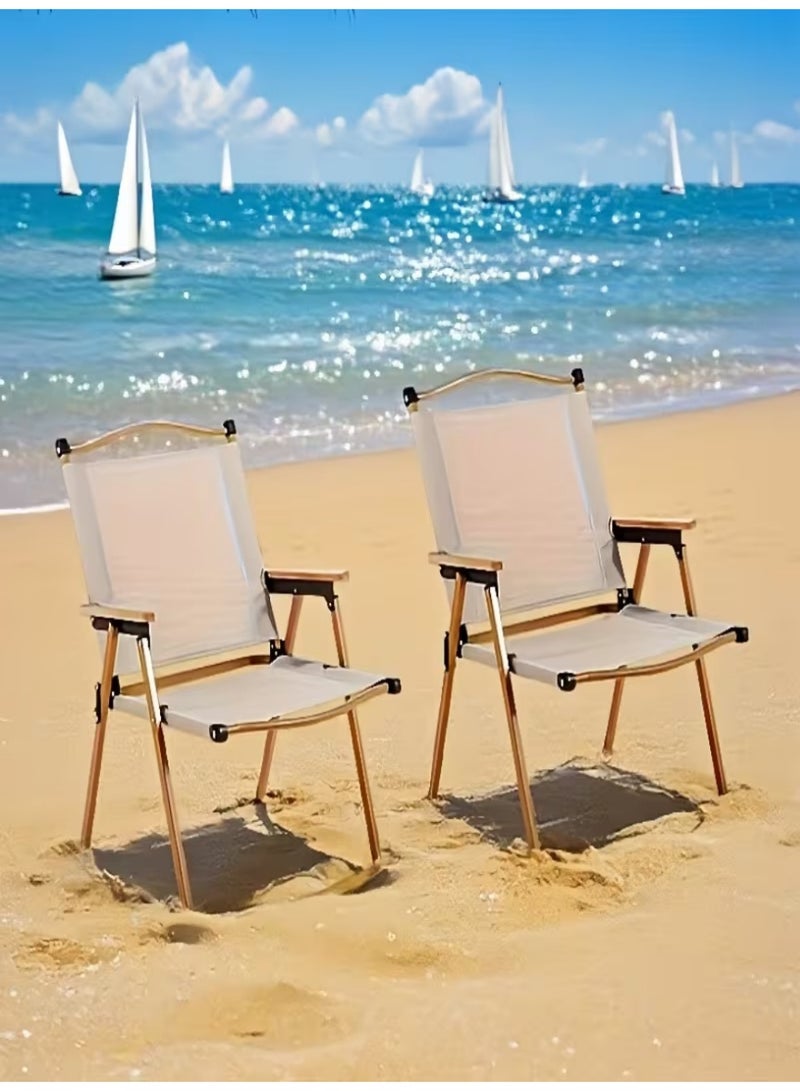 XOI Camping Chair Lightweight Foldable Portable, Portable Chair Heavy Duty Stable Design with Wooden Armrests, Outdoor Chair for Camping, Beach, Picnic, Garden, Travel and Hiking - Image 5