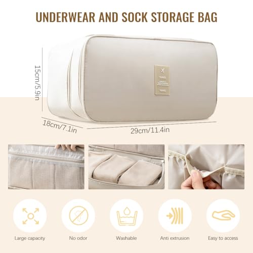 MAYCREATE® Bra Organizer Bra Pouch for Women, Collapsible Lingerie Travel Organizer Pouch, Socks Bra Bags Storage, Undergarments Organizer for Travel for Socks, Underwear (Multi Layer, with Handle) - Image 2