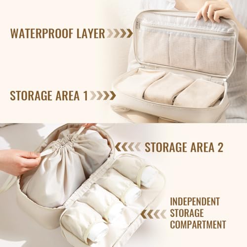MAYCREATE® Bra Organizer Bra Pouch for Women, Collapsible Lingerie Travel Organizer Pouch, Socks Bra Bags Storage, Undergarments Organizer for Travel for Socks, Underwear (Multi Layer, with Handle) - Image 3
