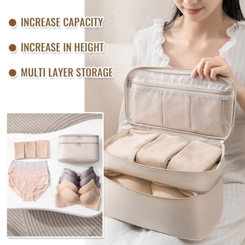 MAYCREATE® Bra Organizer Bra Pouch for Women, Collapsible Lingerie Travel Organizer Pouch, Socks Bra Bags Storage, Undergarments Organizer for Travel for Socks, Underwear (Multi Layer, with Handle) - Image 5