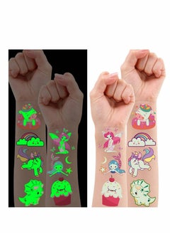 SYOSI Luminous Tattoos, Party Bag Fillers Temporary Tattoo Stickers with Unicorn/Dinosaur/Mermaid, Birthday Decorations Party Favors Supplies for Boys and Girls, 140 Styles(10 Sheets)  - Image 1