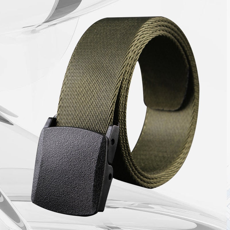 Military Style Canvas Web Belt Nylon Belt Casual Style Airport-friendly Automatic Buckle Belt ( Green) - Image 5