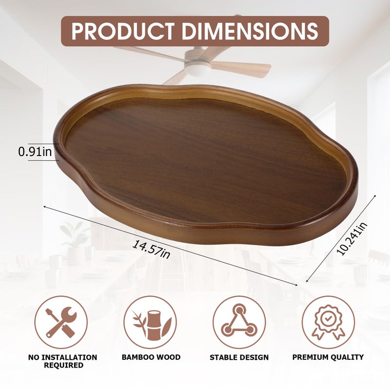May Eileen Wood Serving Tray, Wooden Tray, 14.57 Inch Irregular Decorative Serving Trays Platters for Home,Party,Coffee Table,Dining Table & Countertop - Image 2