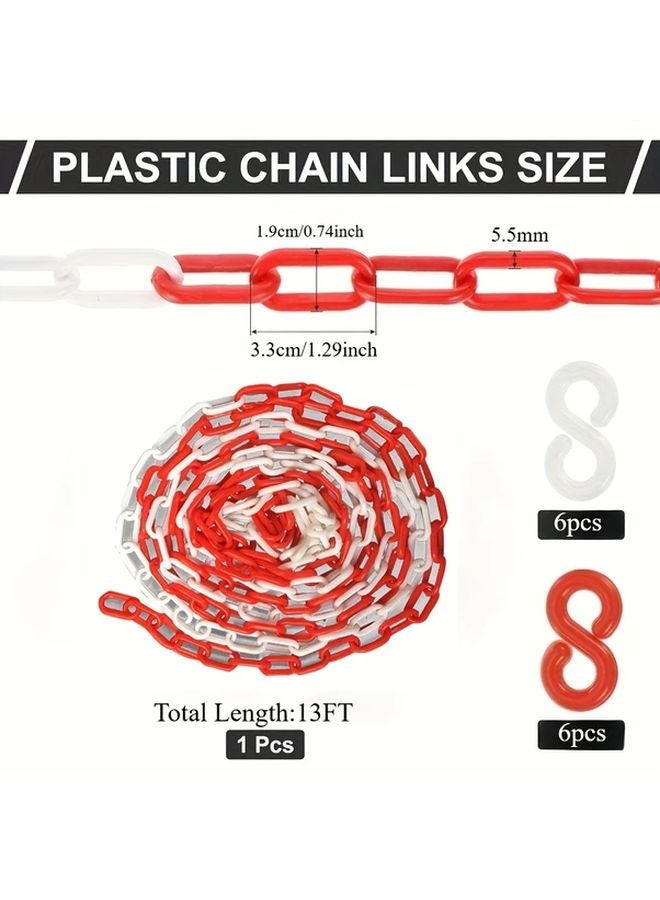 Red White 13ft Heavy Duty Safety Barrier Chain For Crowd Control - Image 3