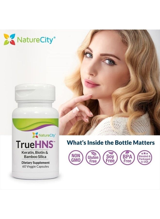 NatureCity - True-HNS Hair Skin Nail Cynatine Keratin Supplement - Hair Skin & Nails Support 60 Veggie Capsules - Image 1